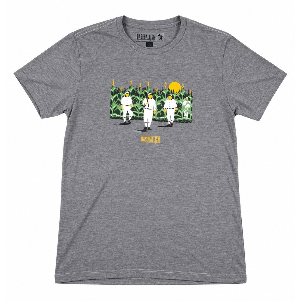 baseballism field of dreams youth medium gray t shirt